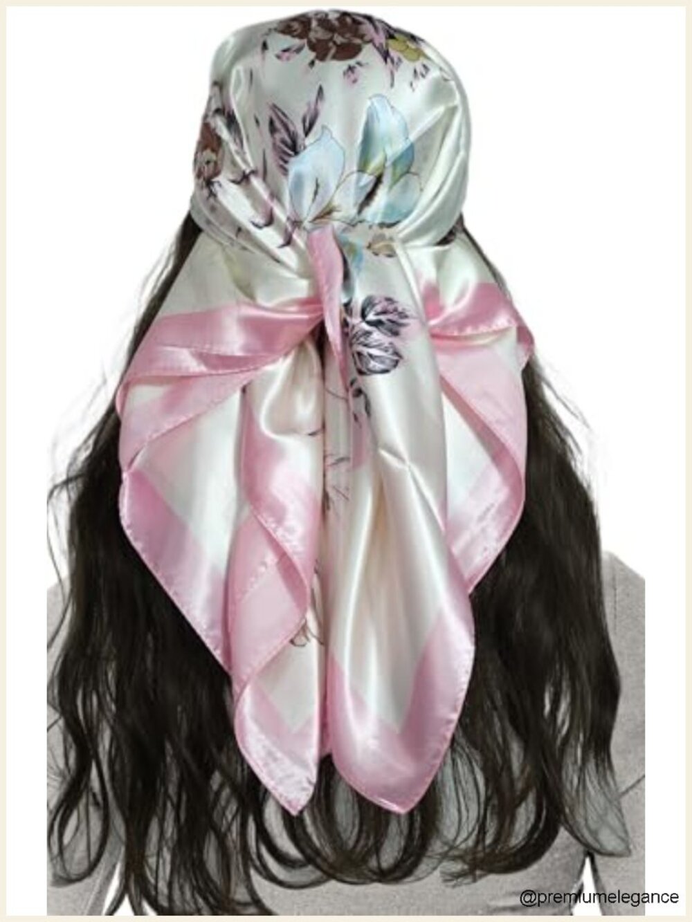 Womens Satin Head Scarf Tulle Bandana Square Hair Wrap 35 Inches